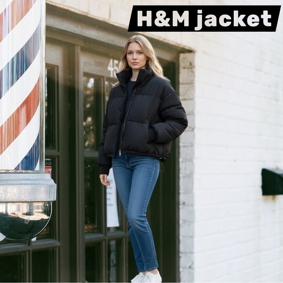 H&M Black Puffer Jacket - Women's Insulated Coat - Picture 4 of 14
